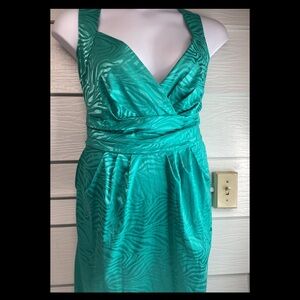 Ashley Stewart Green Pleated Sheath Dress.18